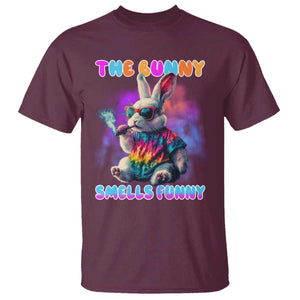 Happy 420 Easter T Shirt Funny Smoking Easter Bunny Smells Funny Easter TS10 Maroon Print Your Wear
