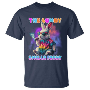 Happy 420 Easter T Shirt Funny Smoking Easter Bunny Smells Funny Easter TS10 Navy Print Your Wear
