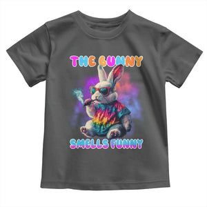 Happy 420 Easter Toddler T Shirt Funny Smoking Easter Bunny Smells Funny Easter TS10 Dark Heather Print Your Wear