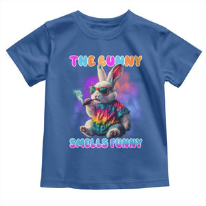 Happy 420 Easter Toddler T Shirt Funny Smoking Easter Bunny Smells Funny Easter TS10 Royal Blue Print Your Wear
