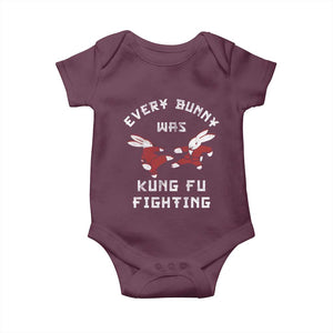 Every Bunny Was Kung Fu Fighting Baby Onesie Funny Cool Easter Graphic TS10 Maroon Print Your Wear