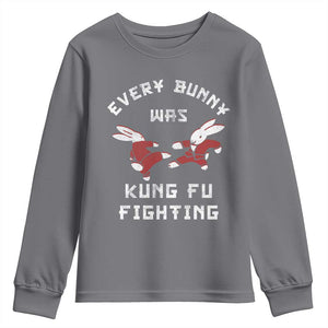 Every Bunny Was Kung Fu Fighting Youth Sweatshirt Funny Cool Easter Graphic TS10 Charcoal Print Your Wear
