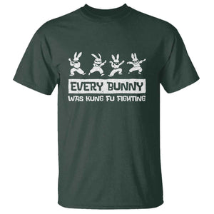 Bunny Kung Fu Fighting T Shirt Funny Easter Vintage Graphic TS10 Dark Forest Green Print Your Wear