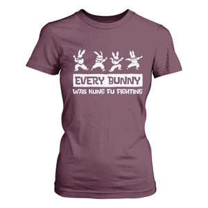 Bunny Kung Fu Fighting T Shirt For Women Funny Easter Vintage Graphic TS10 Maroon Print Your Wear