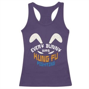 Every Bunny Was Kung Fu Fighting Racerback Tank Top Funny Easter Vintage Rabbit Face TS10 Purple Print Your Wear