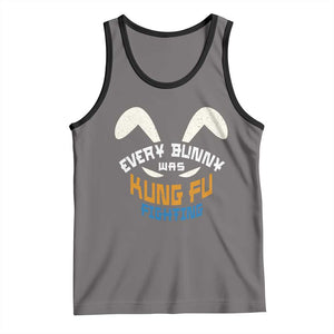Every Bunny Was Kung Fu Fighting Tank Top Funny Easter Vintage Rabbit Face TS10 Deep Heather Black Print Your Wear