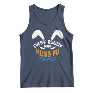 Every Bunny Was Kung Fu Fighting Tank Top Funny Easter Vintage Rabbit Face TS10 Navy Print Your Wear