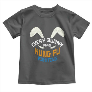 Every Bunny Was Kung Fu Fighting Toddler T Shirt Funny Easter Vintage Rabbit Face TS10 Dark Heather Print Your Wear