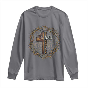 Christian Cross Long Sleeve Shirt Bible John 3:16 Jesus He Gave His Only Son Jesus Christian TS10 Charcoal Print Your Wear