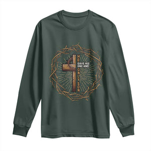 Christian Cross Long Sleeve Shirt Bible John 3:16 Jesus He Gave His Only Son Jesus Christian TS10 Dark Forest Green Print Your Wear