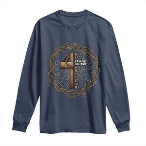 Christian Cross Long Sleeve Shirt Bible John 3:16 Jesus He Gave His Only Son Jesus Christian TS10 Navy Print Your Wear