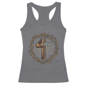 Christian Cross Racerback Tank Top Bible John 3:16 Jesus He Gave His Only Son Jesus Christian TS10 Charcoal Print Your Wear