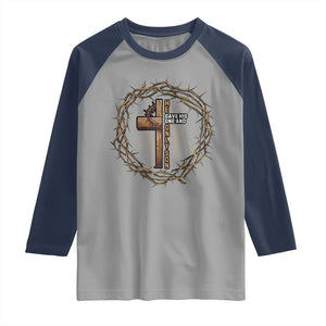 Christian Cross Raglan Shirt Bible John 3:16 Jesus He Gave His Only Son Jesus Christian TS10 Sport Gray Navy Print Your Wear