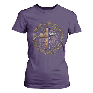 Christian Cross T Shirt For Women Bible John 3:16 Jesus He Gave His Only Son Jesus Christian TS10 Purple Print Your Wear