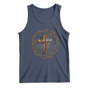 Christian Cross Tank Top Bible John 3:16 Jesus He Gave His Only Son Jesus Christian TS10 Navy Print Your Wear