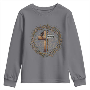 Christian Cross Youth Sweatshirt Bible John 3:16 Jesus He Gave His Only Son Jesus Christian TS10 Charcoal Print Your Wear