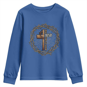 Christian Cross Youth Sweatshirt Bible John 3:16 Jesus He Gave His Only Son Jesus Christian TS10 Royal Blue Print Your Wear