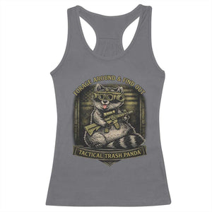 Tactical Trash Panda Racerback Tank Top Funny Raccoon Military Graphic Patriotic Veteran TS10 Charcoal Print Your Wear