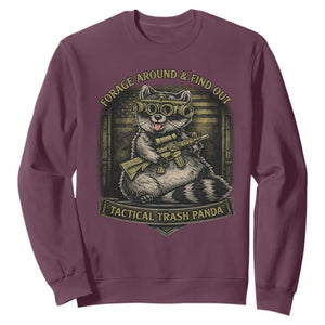Tactical Trash Panda Sweatshirt Funny Raccoon Military Graphic Patriotic Veteran TS10 Maroon Print Your Wear