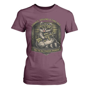Tactical Trash Panda T Shirt For Women Funny Raccoon Military Graphic Patriotic Veteran TS10 Maroon Print Your Wear