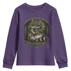 Tactical Trash Panda Youth Sweatshirt Funny Raccoon Military Graphic Patriotic Veteran TS10 Purple Print Your Wear