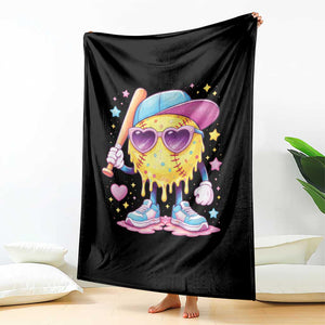 Funny Softball Drip Throw Blanket Ice Cream Sprinkles Softball Girls Kid TS10 Print Your Wear