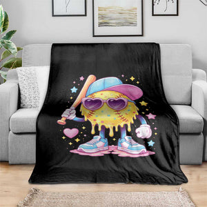 Funny Softball Drip Throw Blanket Ice Cream Sprinkles Softball Girls Kid TS10 Print Your Wear