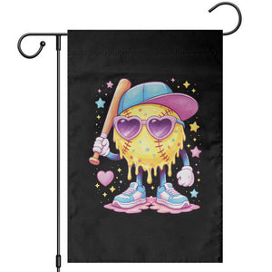 Funny Softball Drip Garden Flag Ice Cream Sprinkles Softball Girls Kid TS10 Black Print Your Wear