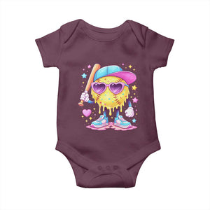 Funny Softball Drip Baby Onesie Ice Cream Sprinkles Softball Girls Kid TS10 Maroon Print Your Wear