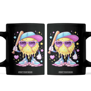 Funny Softball Drip Coffee Mug Ice Cream Sprinkles Softball Girls Kid TS10 Black Print Your Wear