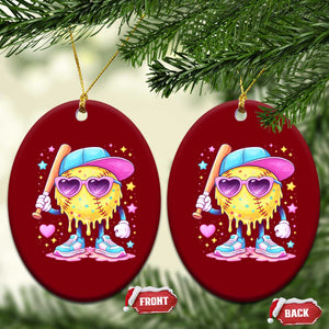 Funny Softball Drip Ceramic Ornament Ice Cream Sprinkles Softball Girls Kid TS10 Print Your Wear