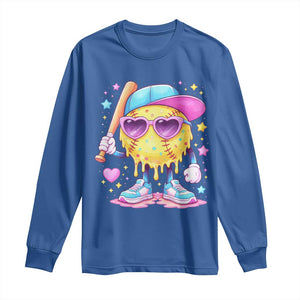 Funny Softball Drip Long Sleeve Shirt Ice Cream Sprinkles Softball Girls Kid TS10 Royal Blue Print Your Wear