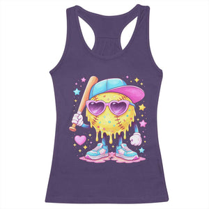 Funny Softball Drip Racerback Tank Top Ice Cream Sprinkles Softball Girls Kid TS10 Purple Print Your Wear