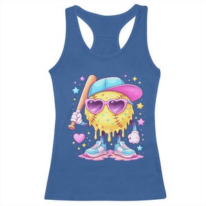 Funny Softball Drip Racerback Tank Top Ice Cream Sprinkles Softball Girls Kid TS10 Royal Blue Print Your Wear