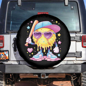 Funny Softball Drip Spare Tire Cover Ice Cream Sprinkles Softball Girls Kid TS10 No hole Black Print Your Wear