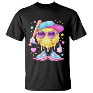 Funny Softball Drip T Shirt Ice Cream Sprinkles Softball Girls Kid TS10 Black Print Your Wear
