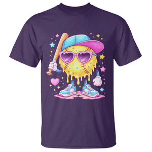 Funny Softball Drip T Shirt Ice Cream Sprinkles Softball Girls Kid TS10 Purple Print Your Wear