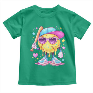 Funny Softball Drip Toddler T Shirt Ice Cream Sprinkles Softball Girls Kid TS10 Irish Green Print Your Wear