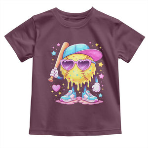 Funny Softball Drip Toddler T Shirt Ice Cream Sprinkles Softball Girls Kid TS10 Maroon Print Your Wear