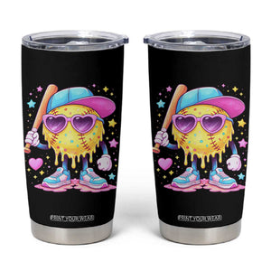 Funny Softball Drip Tumbler Cup Ice Cream Sprinkles Softball Girls Kid TS10 Black Print Your Wear