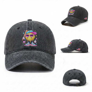 Funny Softball Drip Washed Cotton Baseball Cap Ice Cream Sprinkles Softball Girls Kid TS10 Washed Cap Universal Fit Dark Gray Print Your Wear