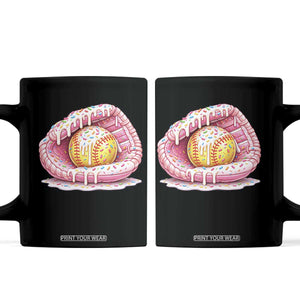 Softball Drip Coffee Mug Ice Cream Sprinkles Softball Glove Girls Kid TS10 Black Print Your Wear