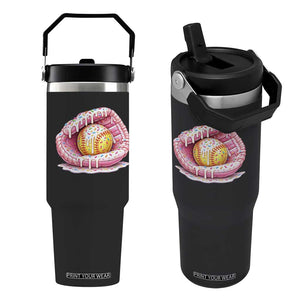 Softball Drip Flip Straw Tumbler Ice Cream Sprinkles Softball Glove Girls Kid TS10 One Size: 30 oz Black Print Your Wear