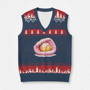 Softball Drip V-Neck Knit Sweater Vest Ice Cream Sprinkles Softball Glove Girls Kid TS10 Navy Red Print Your Wear