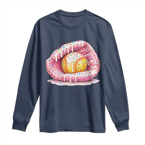 Softball Drip Long Sleeve Shirt Ice Cream Sprinkles Softball Glove Girls Kid TS10 Navy Print Your Wear