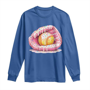 Softball Drip Long Sleeve Shirt Ice Cream Sprinkles Softball Glove Girls Kid TS10 Royal Blue Print Your Wear