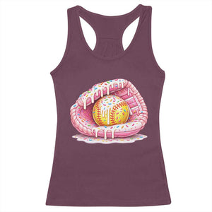 Softball Drip Racerback Tank Top Ice Cream Sprinkles Softball Glove Girls Kid TS10 Maroon Print Your Wear