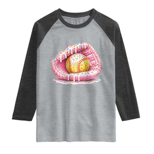 Softball Drip Raglan Shirt Ice Cream Sprinkles Softball Glove Girls Kid TS10 Heather Gray Heather Charcoal Print Your Wear