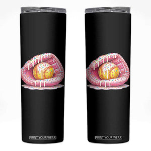 Softball Drip Skinny Tumbler Ice Cream Sprinkles Softball Glove Girls Kid TS10 Black Print Your Wear
