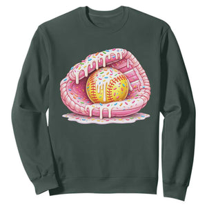 Softball Drip Sweatshirt Ice Cream Sprinkles Softball Glove Girls Kid TS10 Dark Forest Green Print Your Wear